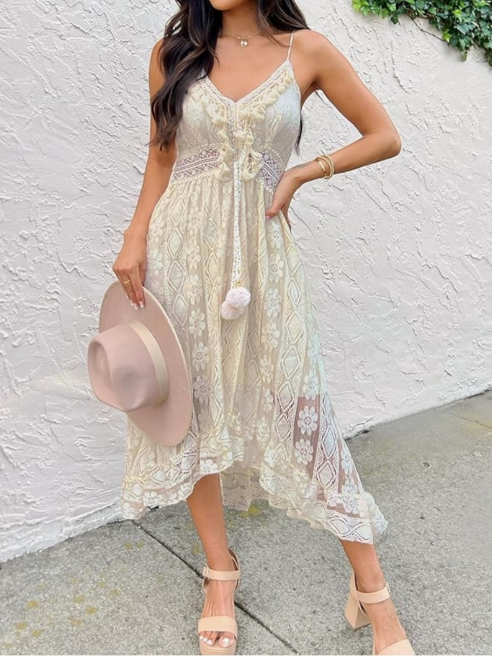 CUPSHE BOHO LACE CAMI DRESS NEW WITH TAG